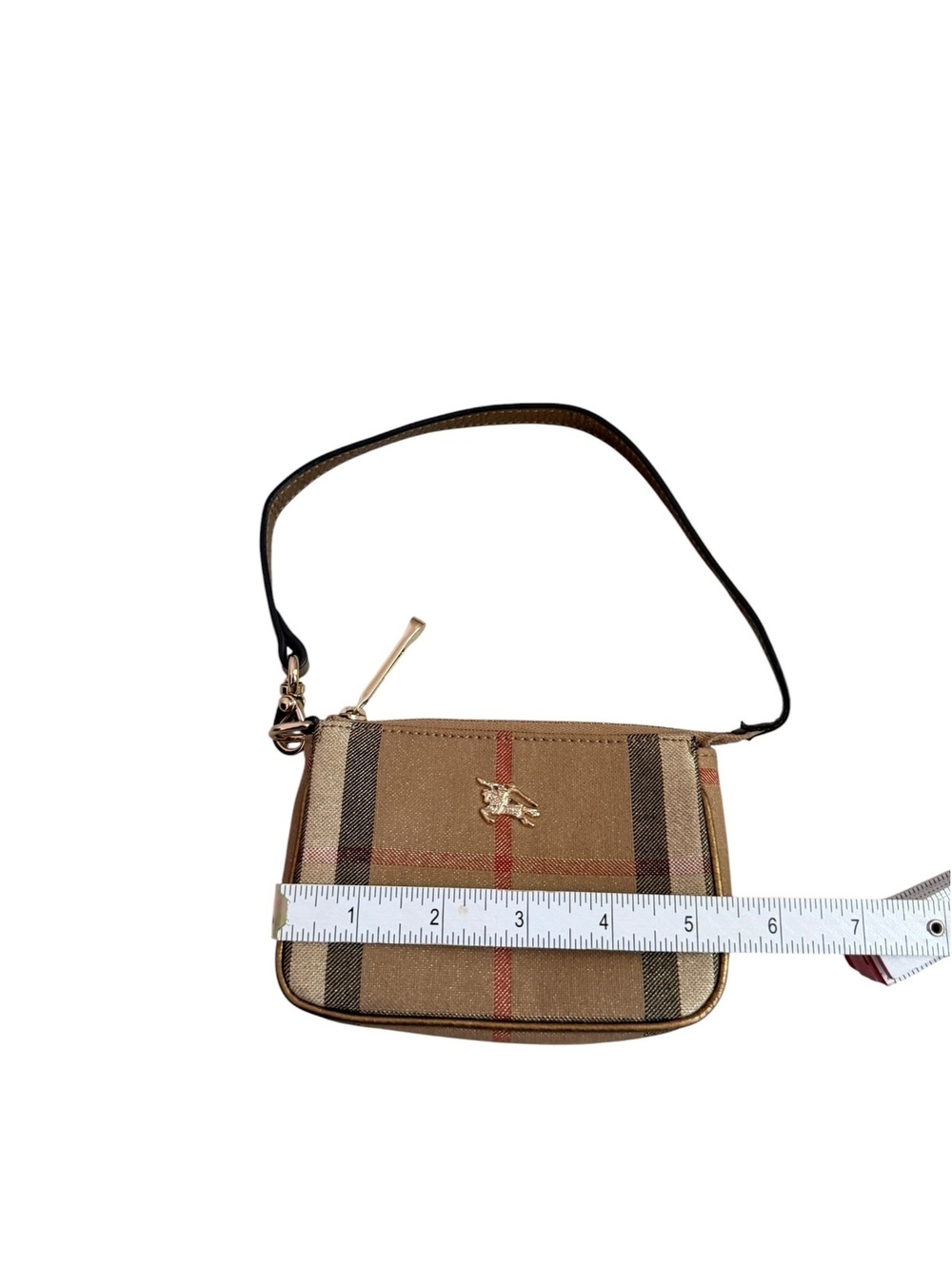 Burberry House Check Wristlet Pouch Nova Check Canvas Leather Zip Clutch - Picture 2 of 10